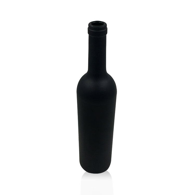 Matte Surface 750ml Black Glass Wine Bottle