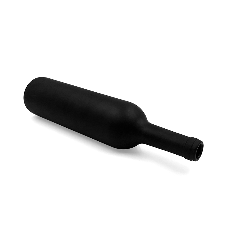 Matte Surface 750ml Black Glass Wine Bottle