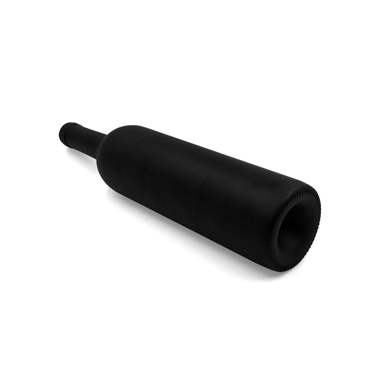 Matte Surface 750ml Black Glass Wine Bottle