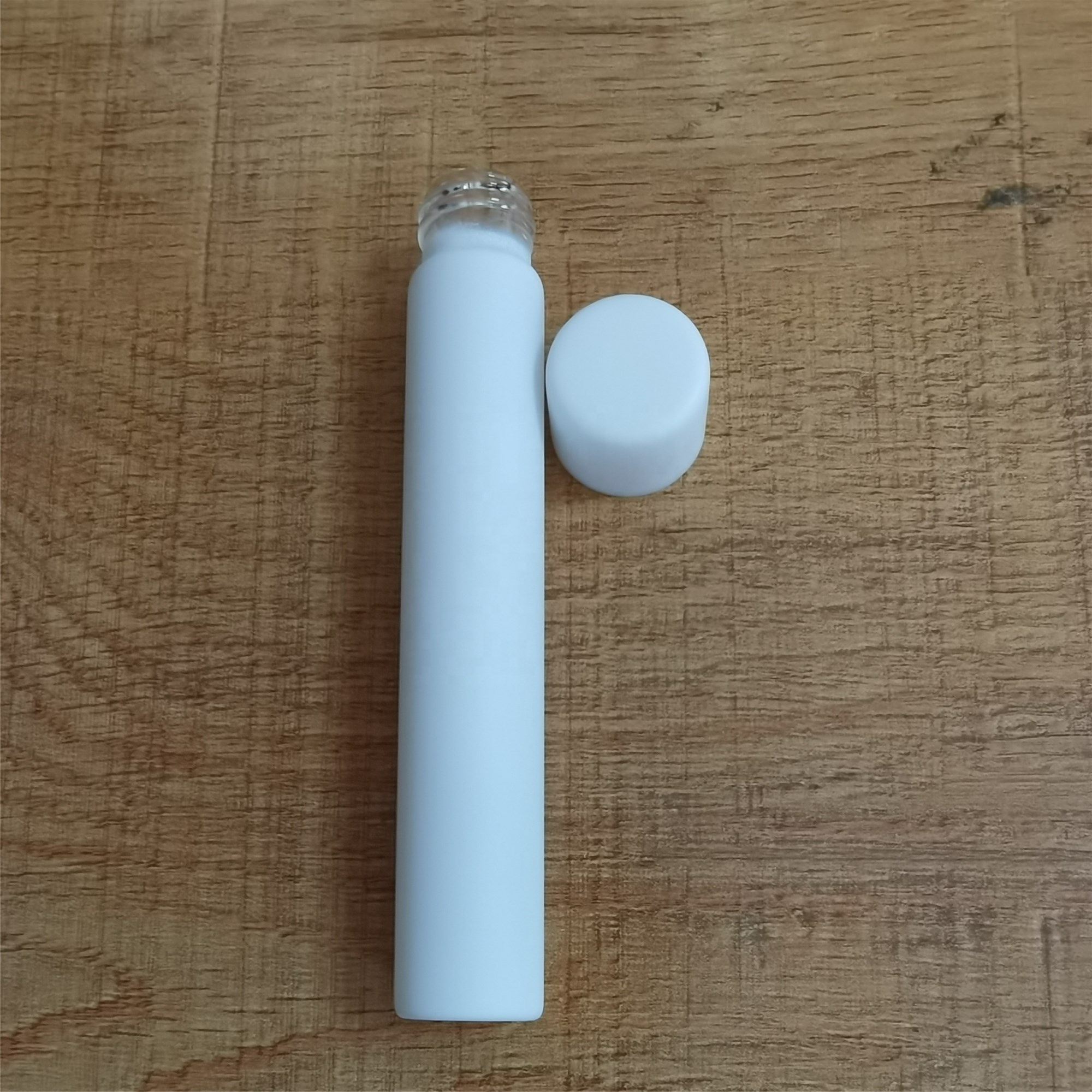 Matte White Glass Doob CR Cap Joint Blunt Pre-Rolled Tube With Matte White Smooth Lid 22mm Dia x 120mm High