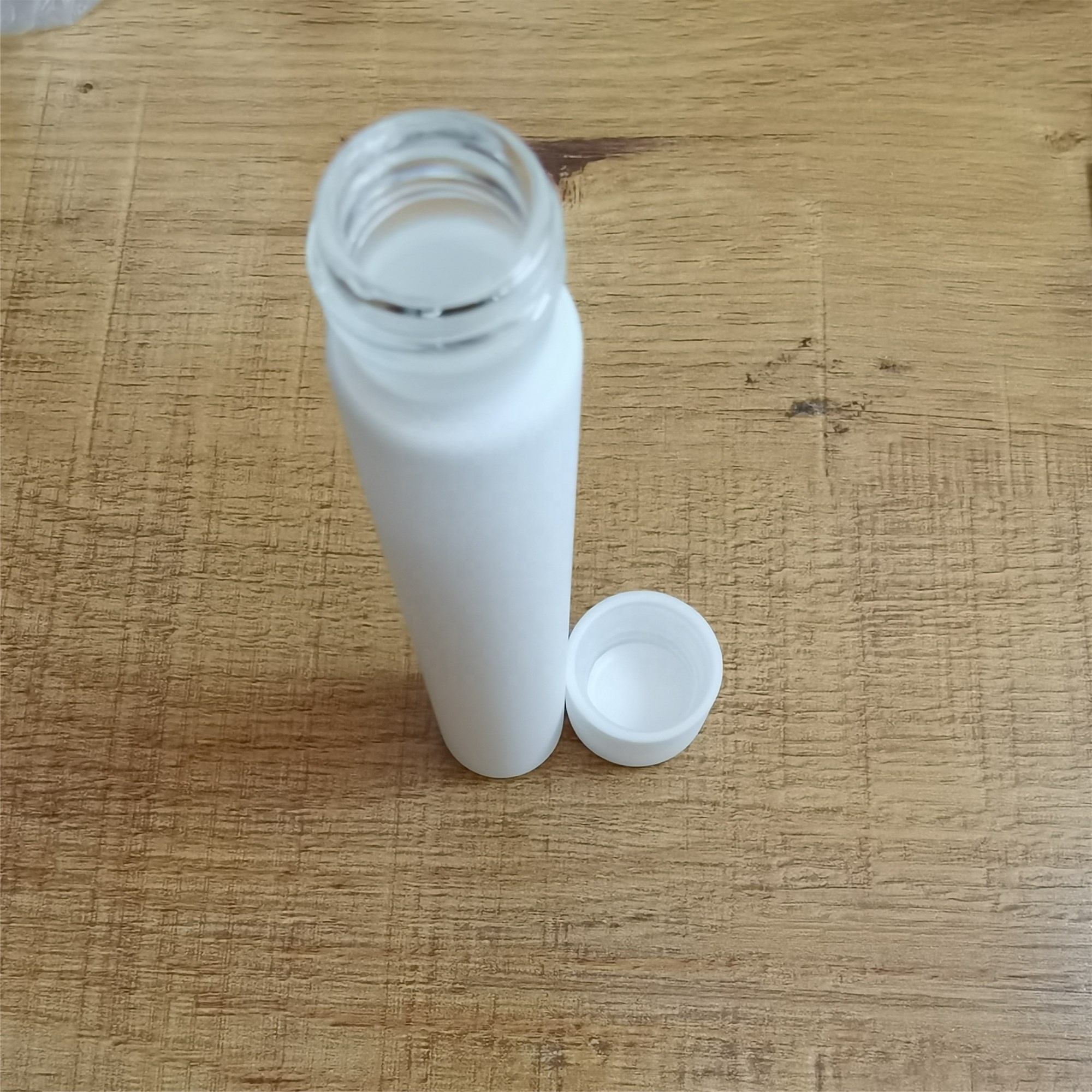 Matte White Glass Doob CR Cap Joint Blunt Pre-Rolled Tube With Matte White Smooth Lid 22mm Dia x 120mm High