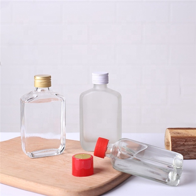 Matte black 100ml flat coffee juice glass bottle pocket milk cold brew wine bottles with aluminium cap wholesale