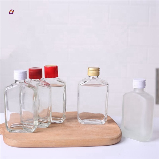 Matte black 100ml flat coffee juice glass bottle pocket milk cold brew wine bottles with aluminium cap wholesale