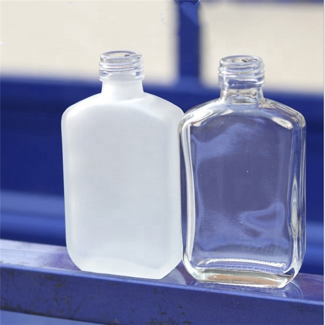 Matte black 100ml flat coffee juice glass bottle pocket milk cold brew wine bottles with aluminium cap wholesale