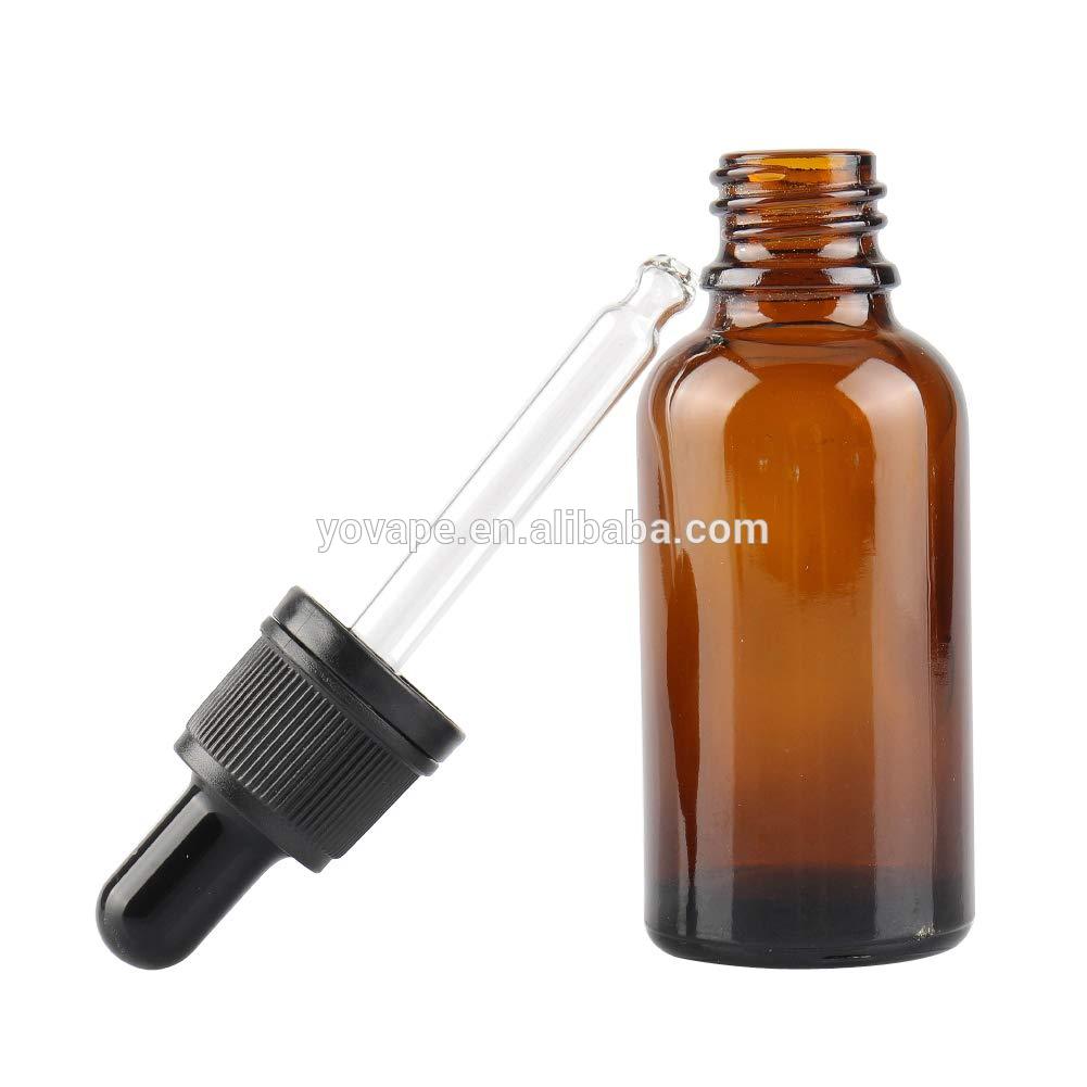 Matte black 10ml 15ml 20ml 30ml 50ml clear/amber.5oz 1oz 2oz 4oz tamper proof glass dropper bottle with evident theft ring/cap