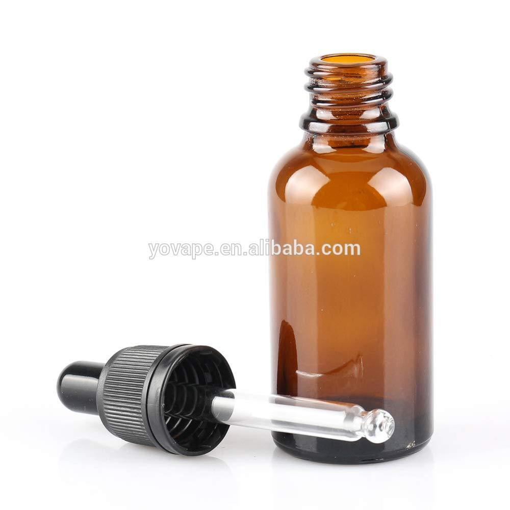Matte black 10ml 15ml 20ml 30ml 50ml clear/amber.5oz 1oz 2oz 4oz tamper proof glass dropper bottle with evident theft ring/cap