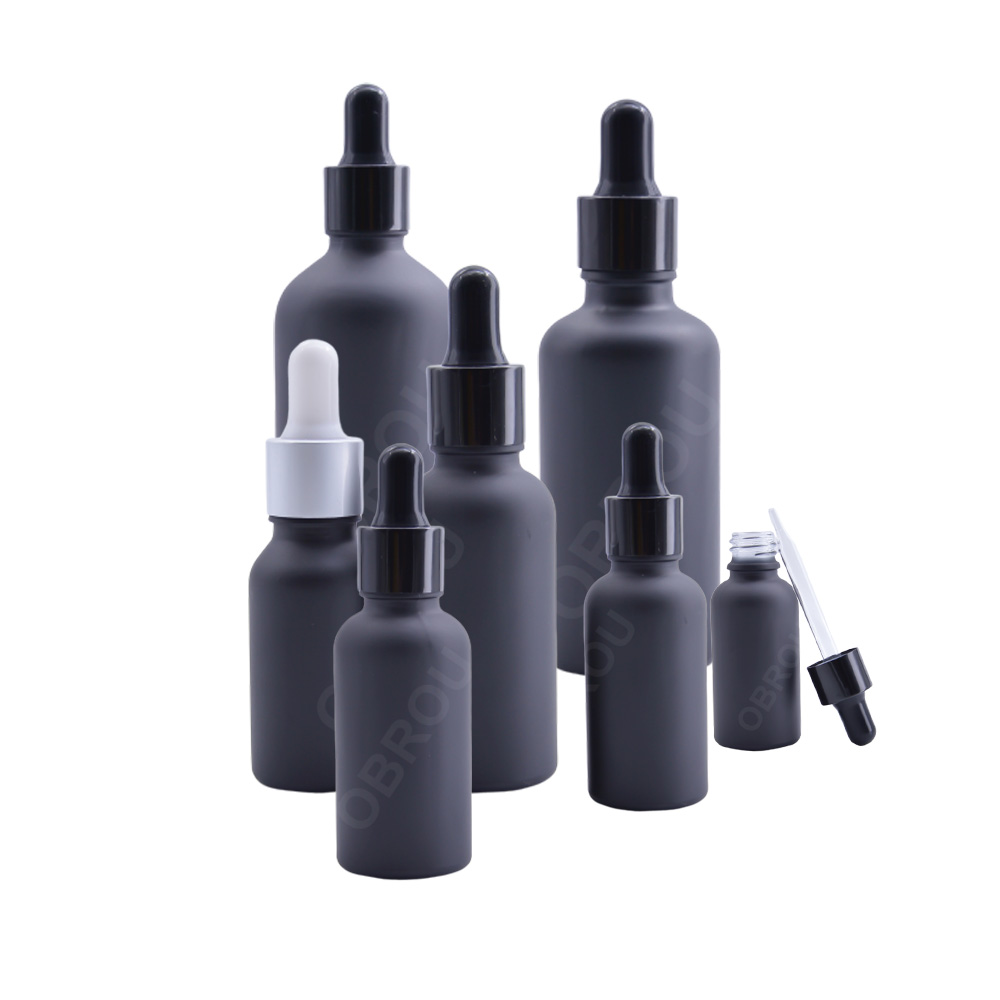 Matte black bottle 100ml 50ml 30ml 15ml 10ml glass dropper bottles e vape oil bottle wholesale