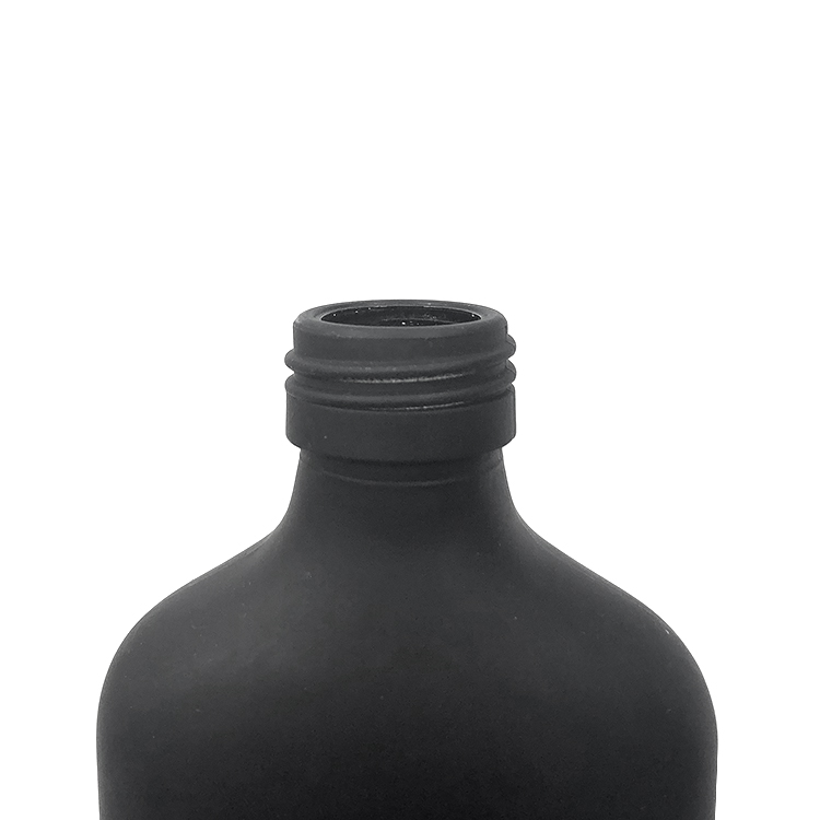 Matte black bottle 200ml flat square glass flask cold brew bottle for whisky coffee