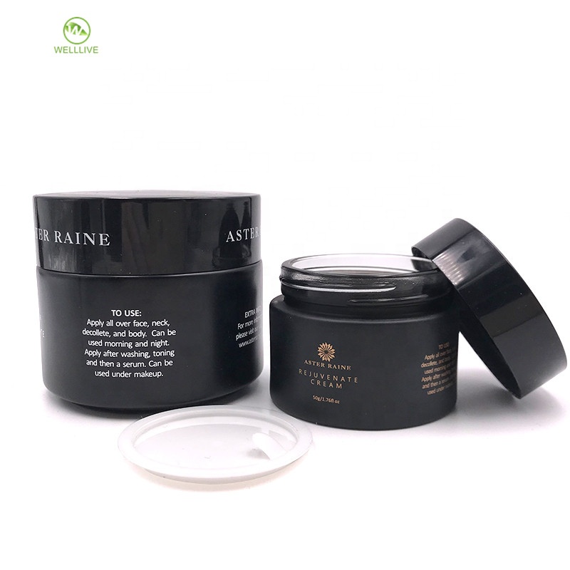 Matte black color 5g 10g 15g 20g 30g 50g 100g round glass jar for skin care cream