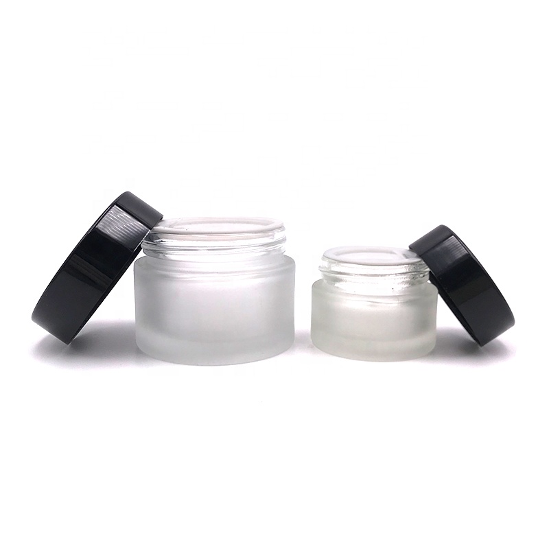Matte black color 5g 10g 15g 20g 30g 50g 100g round glass jar for skin care cream