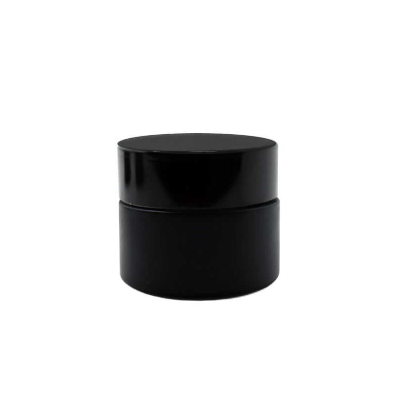 Matte black cosmetic eye cream bottle 2oz glass jar with silver gold electroplating cap