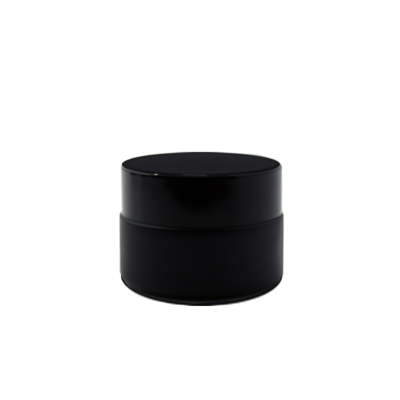 Matte black cosmetic eye cream bottle 2oz glass jar with silver gold electroplating cap