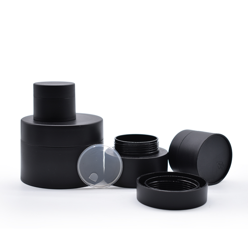 Matte black cosmetic jar empty frosted 30g pp plastic cream jar wholesale