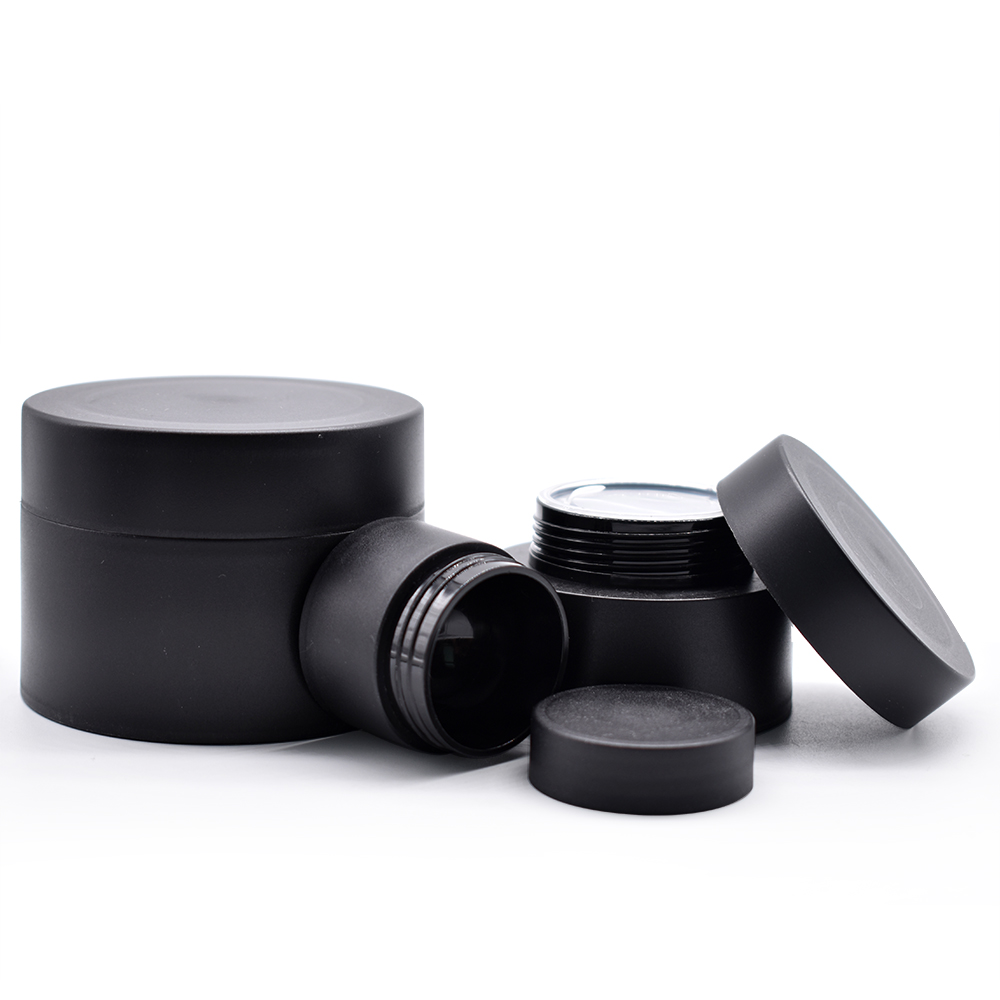 Matte black cosmetic jar empty frosted 30g pp plastic cream jar wholesale