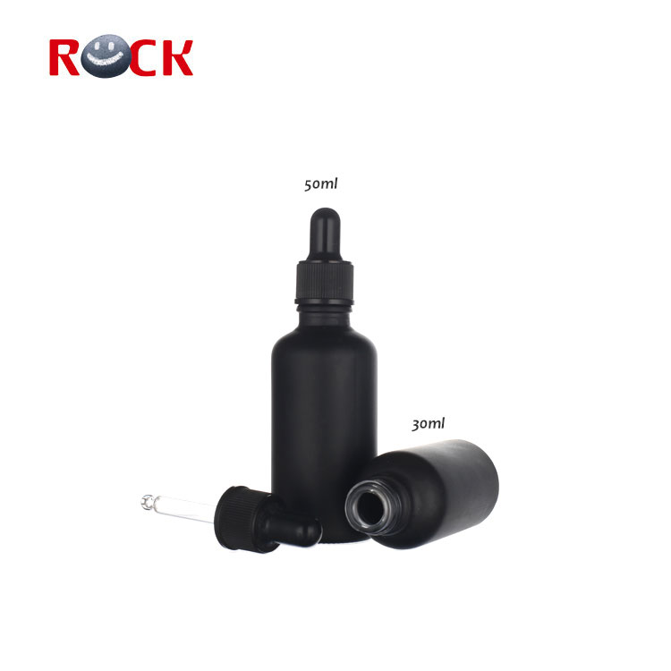 Matte black glass dropper 30 ml essential oil glass bottle