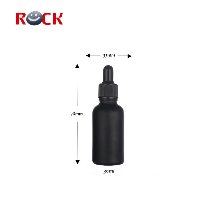 Matte black glass dropper 30 ml essential oil glass bottle