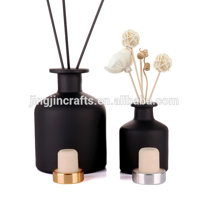 Matte black glass reeds diffuser bottle round 50ml 120ml 200ml aroma flower bottle