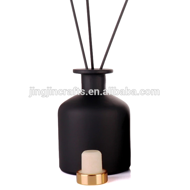 Matte black glass reeds diffuser bottle round 50ml 120ml 200ml aroma flower bottle