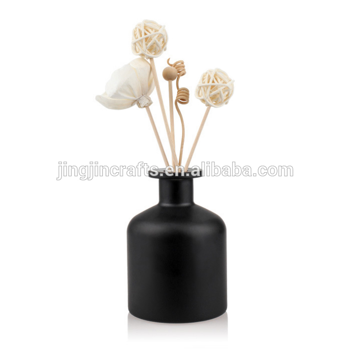 Matte black glass reeds diffuser bottle round 50ml 120ml 200ml aroma flower bottle
