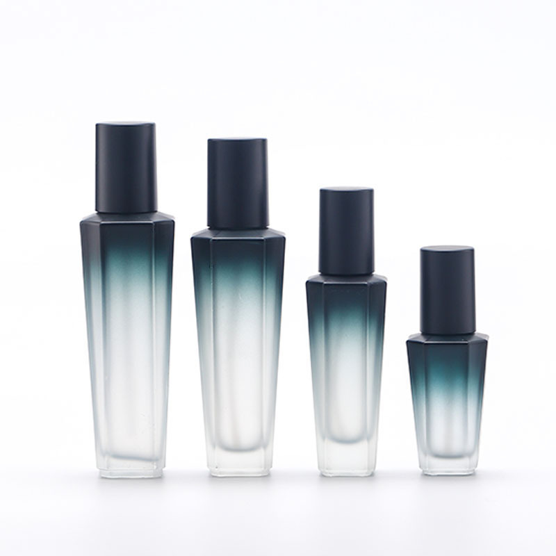 Matte black gradient skin care products special cosmetics packaging cream jar set emulsion essence subpackage glass bottle