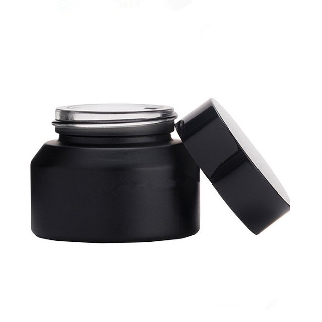 Matte black jar bottle 15g 30g 50g Recycled Cosmetic packaging frosted black Facial Cream Glass Jar