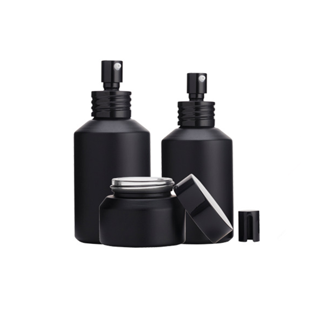 Matte black jar bottle 15g 30g 50g Recycled Cosmetic packaging frosted black Facial Cream Glass Jar