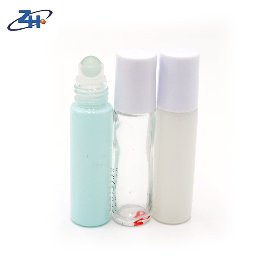 Matte clear transparent blue glass roller bottle 8ml glass perfume eye cream roller bottle