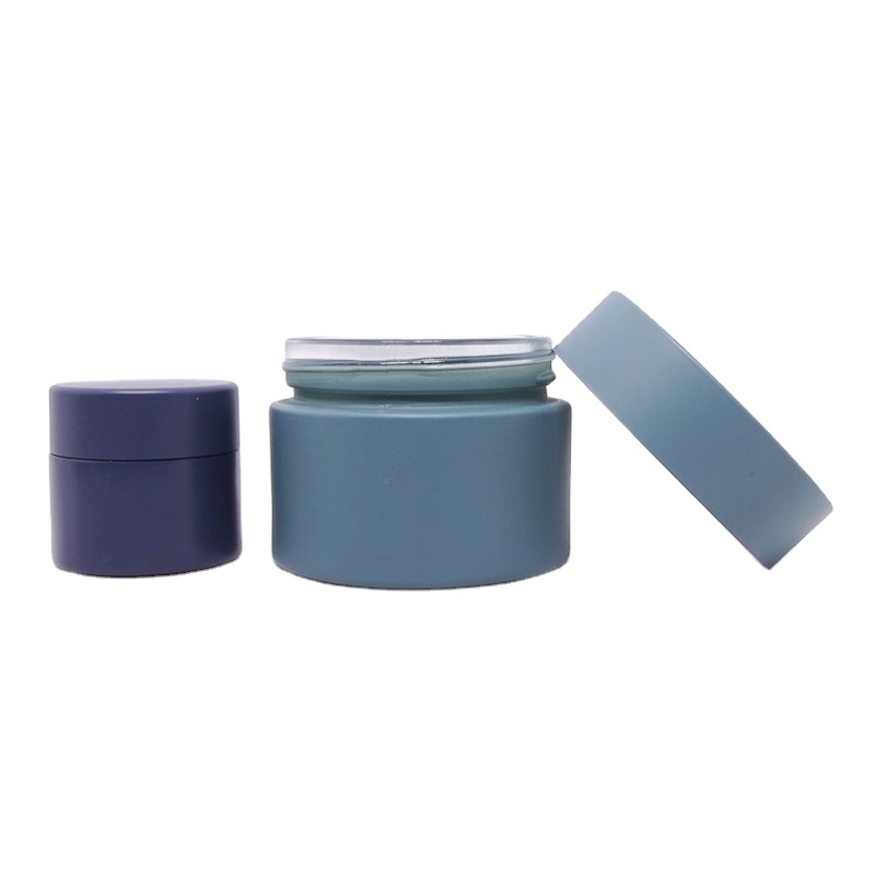 Matte cobalt blue black amber cream glass jar cosmetic 100ml 50ml 60ml glass jar