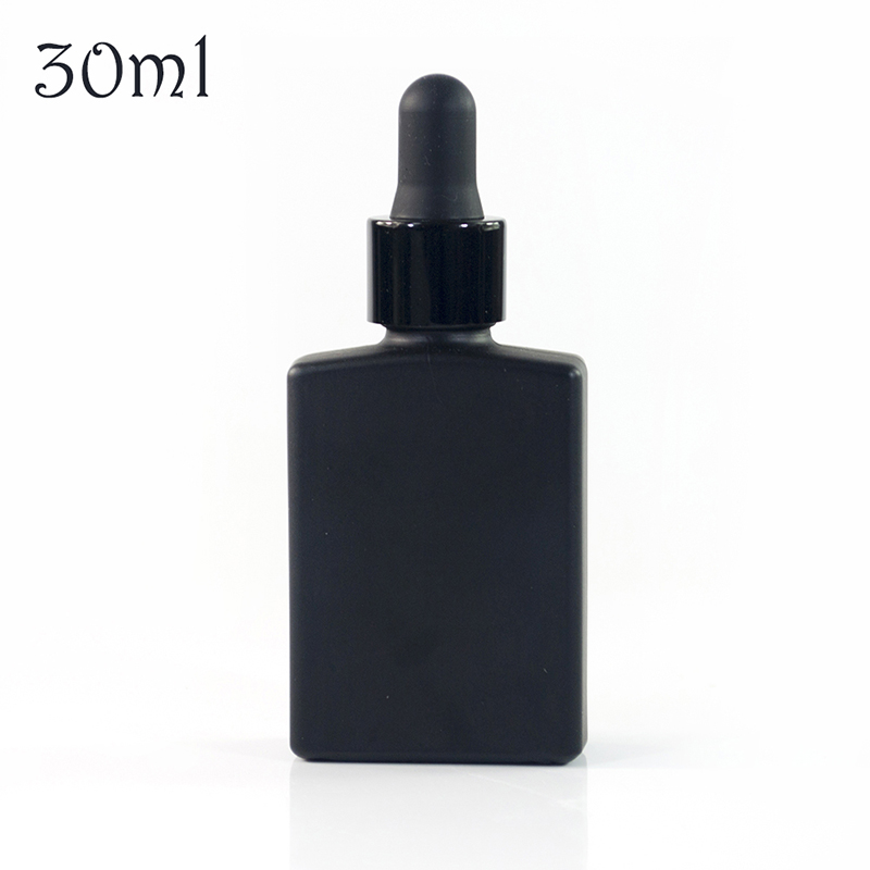 Matte frosted black amber red blue green pink15ml 30ml 50ml 100ml rectangle glass bottle with dropper
