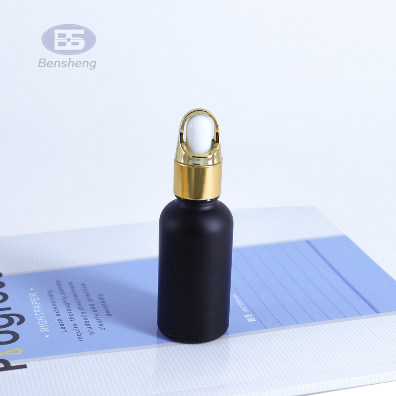 Matte frosted black glass dropper bottle 4 Oz essential oil bottles 120 ml Boston Round Bottle