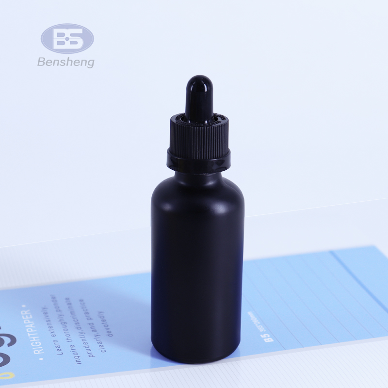 Matte frosted black glass dropper bottle 4 Oz essential oil bottles 120 ml Boston Round Bottle