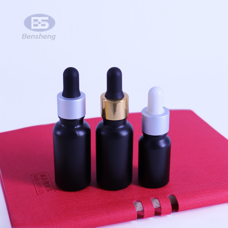 Matte frosted black glass dropper bottle 4 Oz essential oil bottles 120 ml Boston Round Bottle