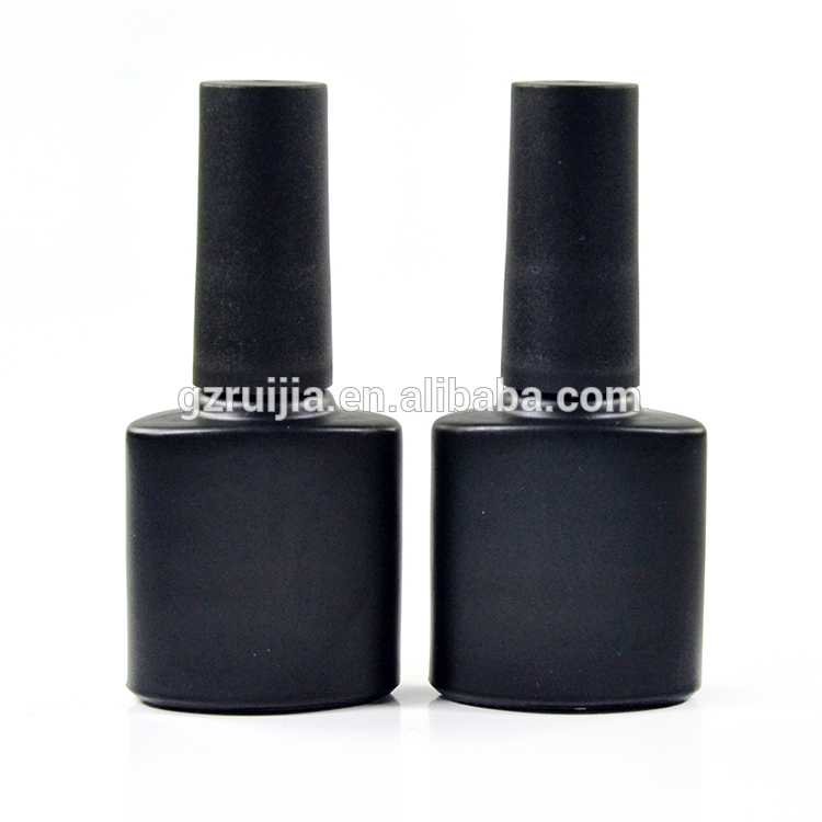 Matte frosted black square round 5ml 7ml 10ml 11ml 13ml 14ml 17ml empty glass UV gel nail polish bottle with black lid
