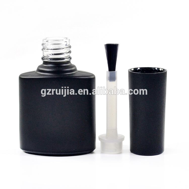Matte frosted black square round 5ml 7ml 10ml 11ml 13ml 14ml 17ml empty glass UV gel nail polish bottle with black lid