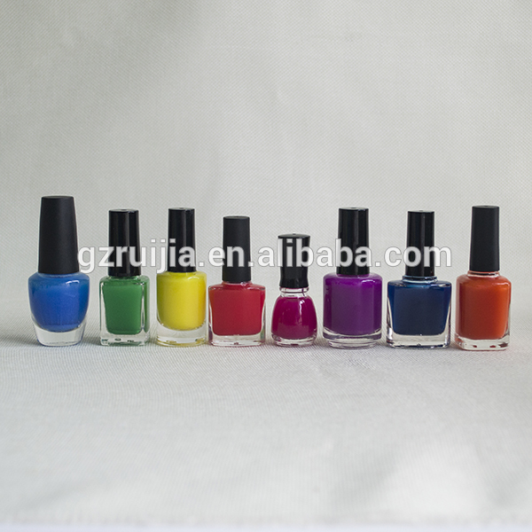Matte frosted black square round 5ml 7ml 10ml 11ml 13ml 14ml 17ml empty glass UV gel nail polish bottle with black lid