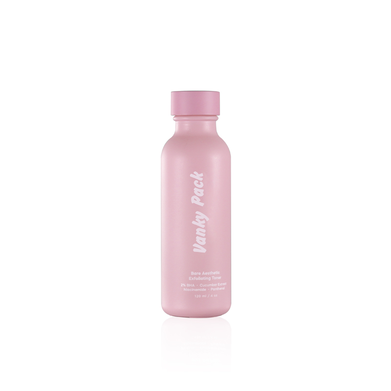 Matte glass toner bottle frosted pink color design