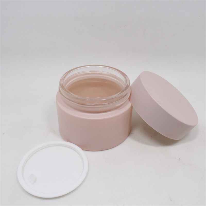 Matte handing frosted custom color cosmetic glass jar 30ml 50ml 100ml glass cream jars for skincare packaging