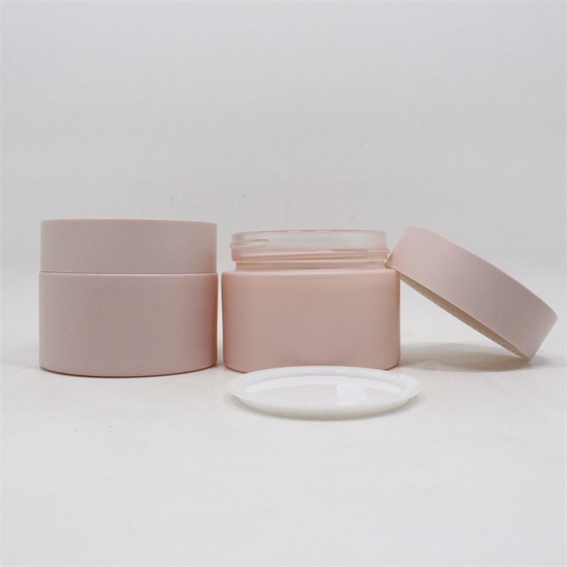Matte handing frosted custom color cosmetic glass jar 30ml 50ml 100ml glass cream jars for skincare packaging