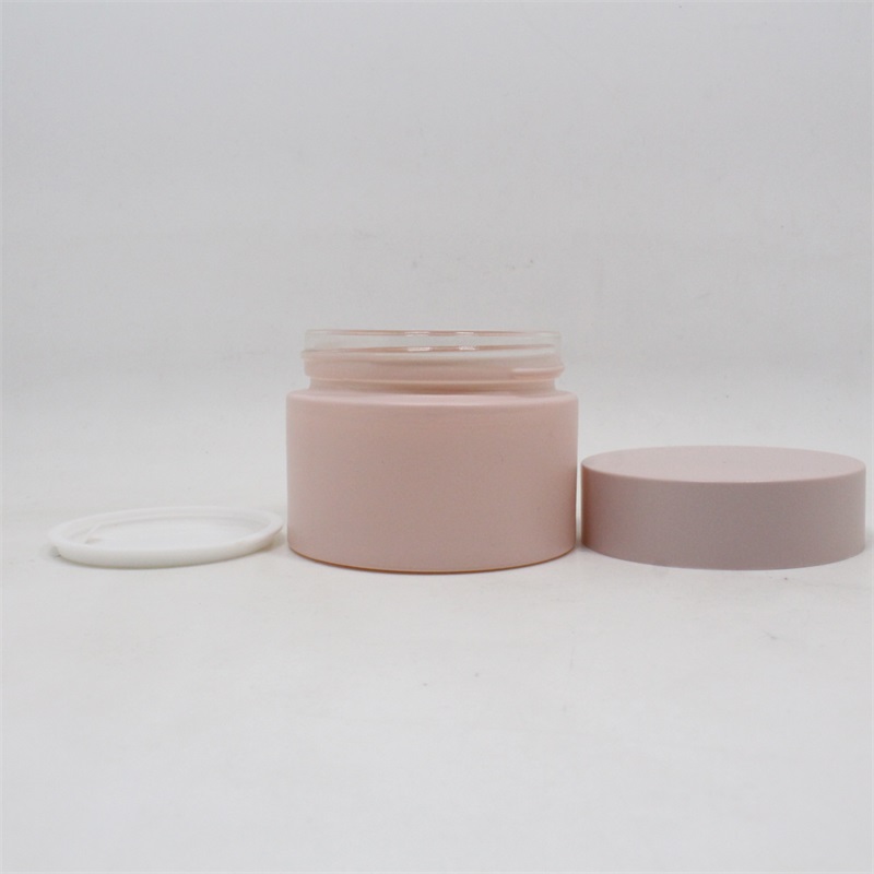 Matte handing frosted custom color cosmetic glass jar 30ml 50ml 100ml glass cream jars for skincare packaging
