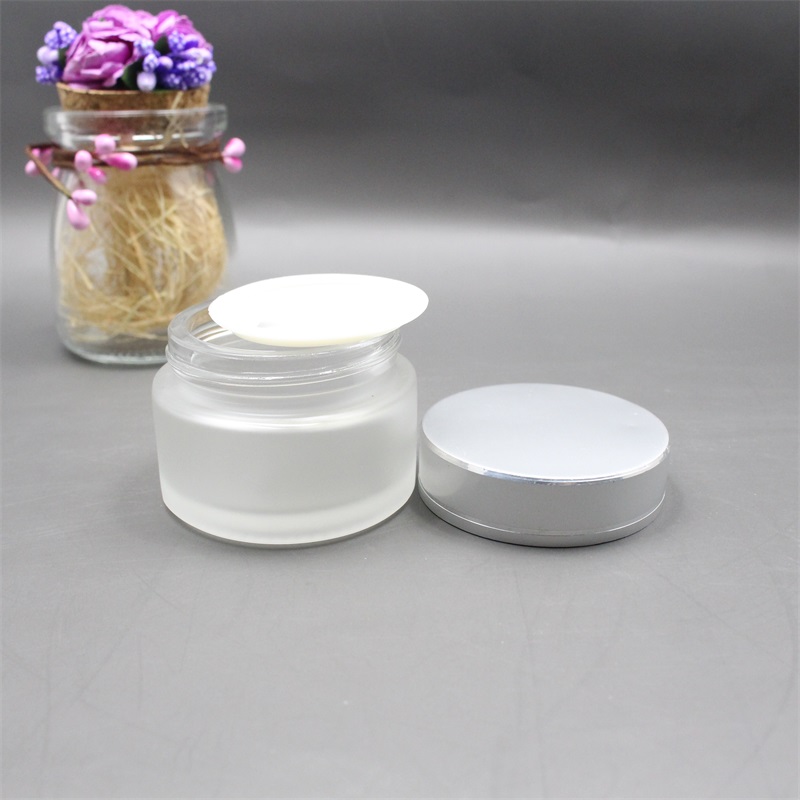 Matte handing frosted custom color cosmetic glass jar glass cream jars for skincare packaging envases de vidrio