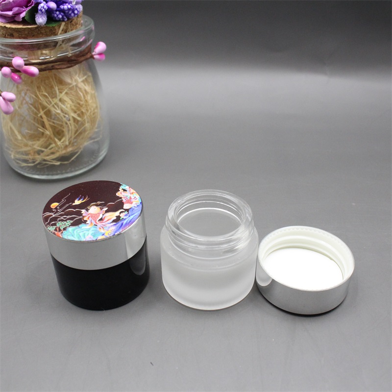 Matte handing frosted custom color cosmetic glass jar glass cream jars for skincare packaging envases de vidrio