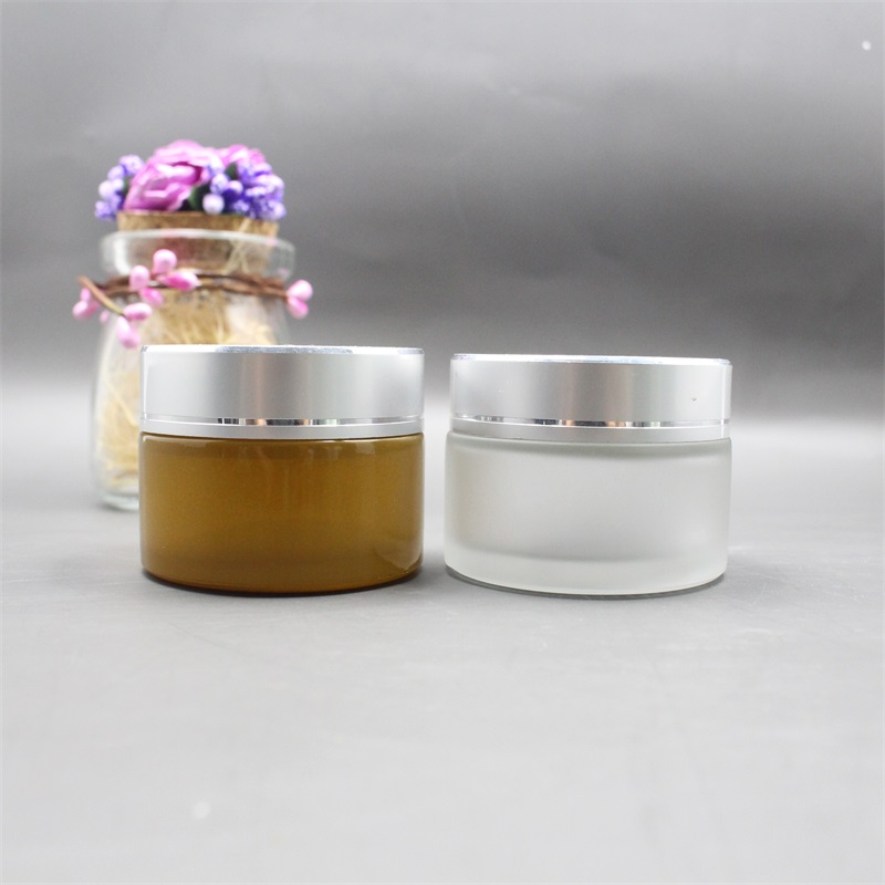 Matte handing frosted custom color cosmetic glass jar glass cream jars for skincare packaging envases de vidrio