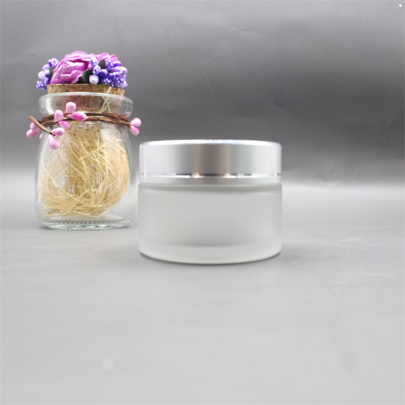 Matte handing frosted custom color cosmetic glass jar glass cream jars for skincare packaging envases de vidrio