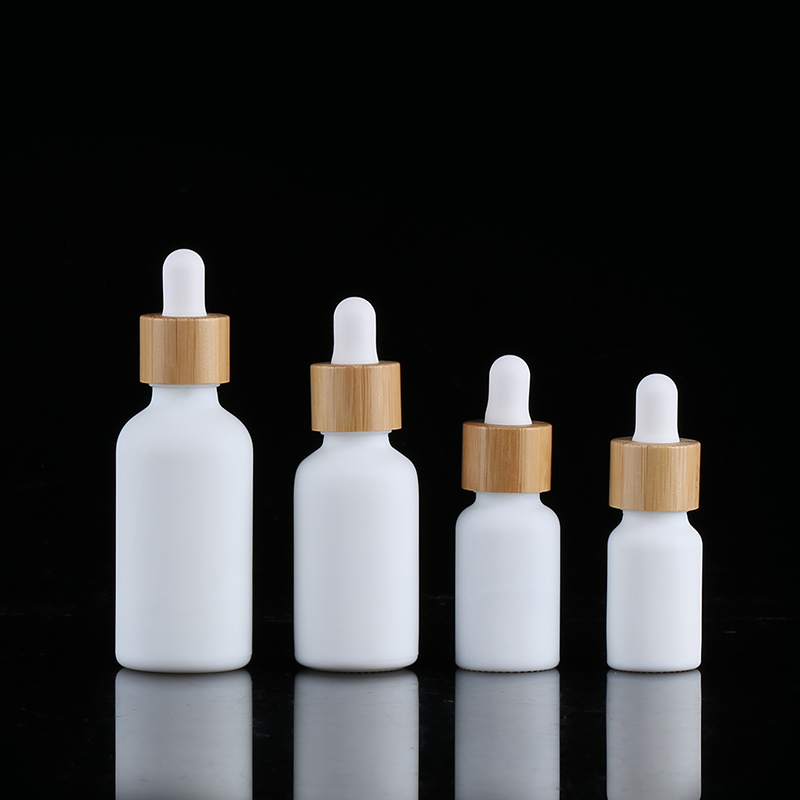 Matte white green colors Essential Oil Bottle Frosted Glass Dropper Bottles with Bamb Pump