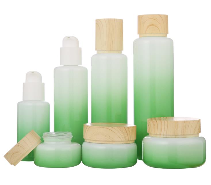 Matte white skin care 15ml 30ml 50ml bamboo cosmetic glass bamboo dropper bottle