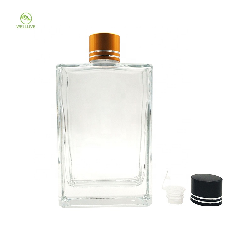 Medical essential oil storage container 100ml clear square attar oil glass plug bottle with leakproof screw cap