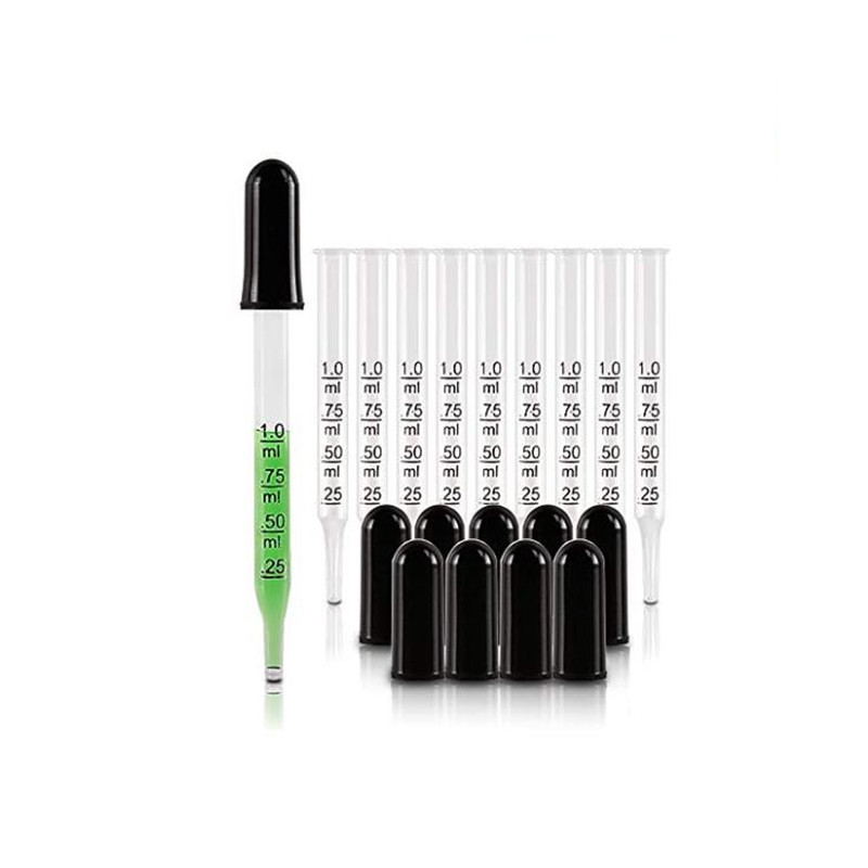 Medicine Dropper 1ml Teenitor Straight Tip Calibrated Glass Dropper Medicine Laboratory Leb Dropper Black Rubber Head Pipettes