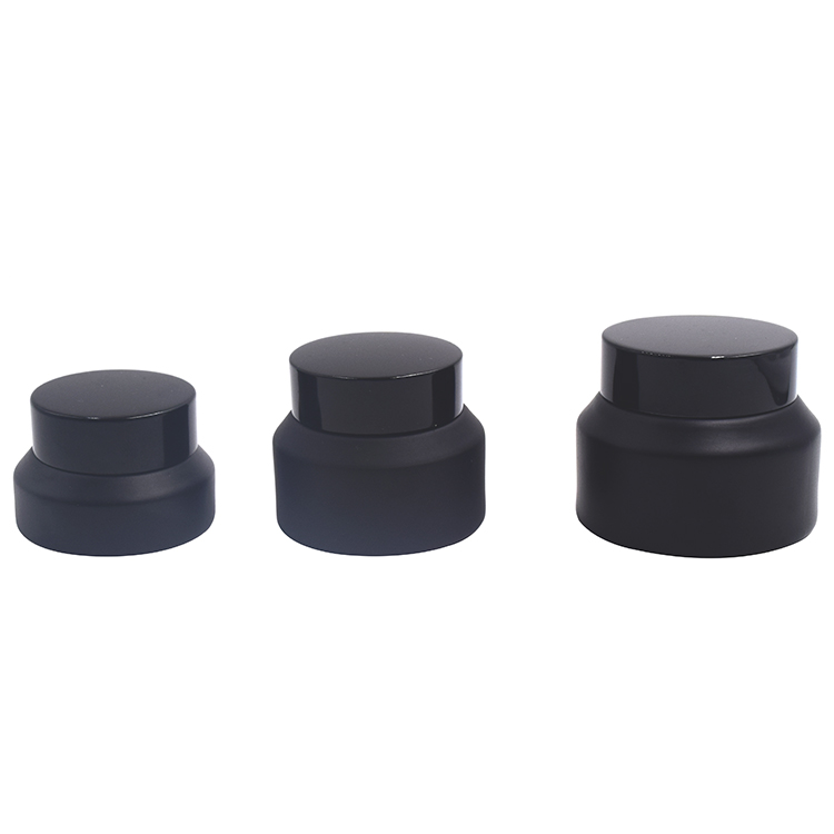 Men's personal care set matte elegant black glass cream jars and cosmetic bottles 15g 30g 50g 15ml 30ml 60ml 125ml 200ml