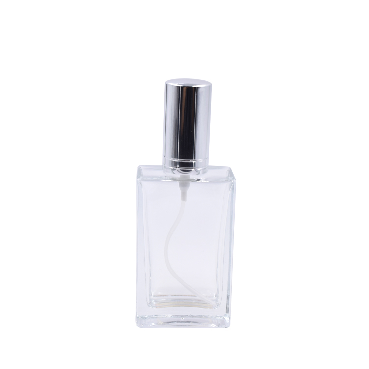 Men simple rectangular perfume glass bottle 50 ml screw neck fragrance perfume glass bottle
