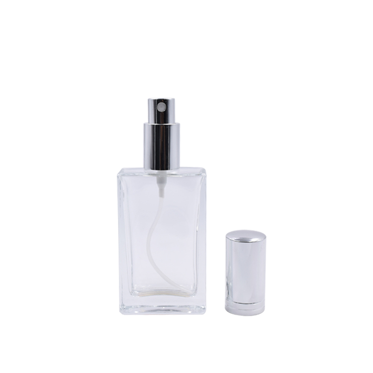 Men simple rectangular perfume glass bottle 50 ml screw neck fragrance perfume glass bottle